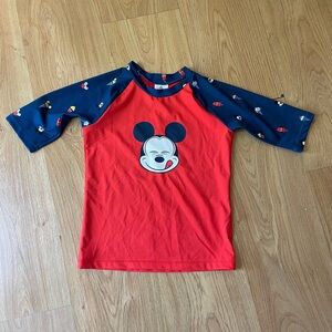 Disney Red and Blue Rashguard Swim Shirt with Star Sleeves